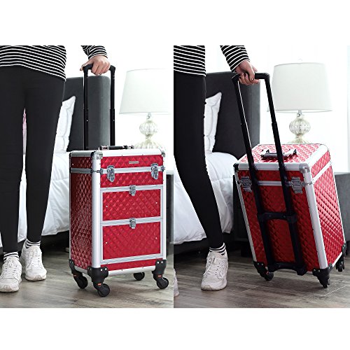 Valise maquillage trolley professionnel rouge Songmics