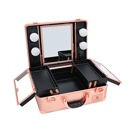 valise maquillage pro glamour Luvodi avec miroir et4 leds