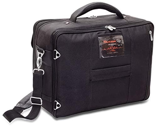 Cette sacoche contient des passants pour la fixer sur un trolley ou une valise