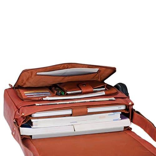 Sac bandoulière en cuirvintage pour laptop 15 pouces (38 x 27 cm)