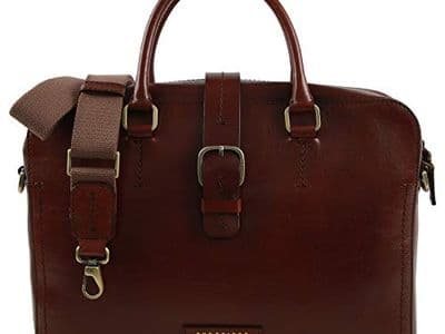 Serviette contemporaine luxe The Brige en cuir italien marron