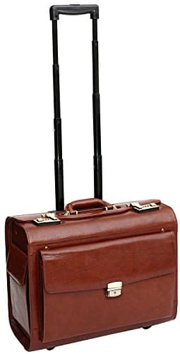 valise trolley en cuir pleine fleur cognac