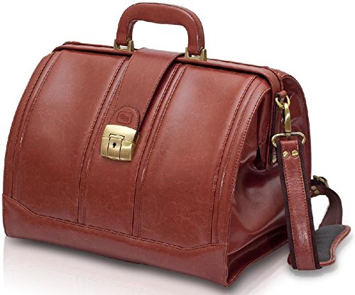 Sac docteur cuir marron avec bandoulière et ampouliers Doctor bag marron Elite bags