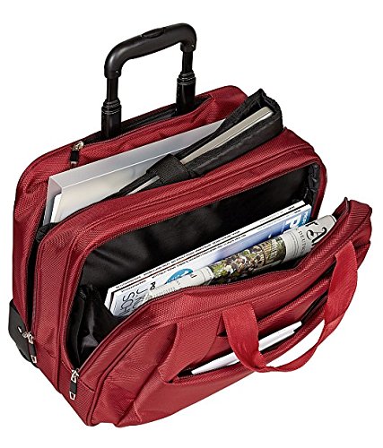 Cartable à roulettes rouge pour femme Dermata avec compartiment ordinateur