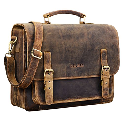 Cartable XL vintage Stilord marron pour enseignant