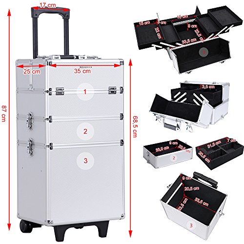 Grande capacité avec la Valise trolley modulable pour professionnelles de la beauté ( maquilleuses, esthéticiennes, coiffeurs ...)