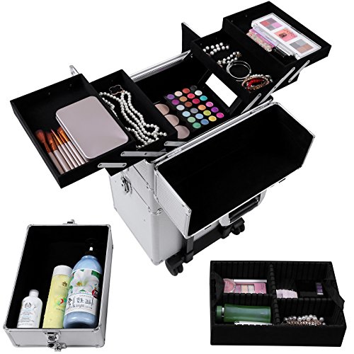 Intérieur soigné et accès facile à vos cosmétiques avec la Valise trolley modulable pour professionnelles de la beauté (maquilleuses, esthéticiennes, coiffeurs ...)