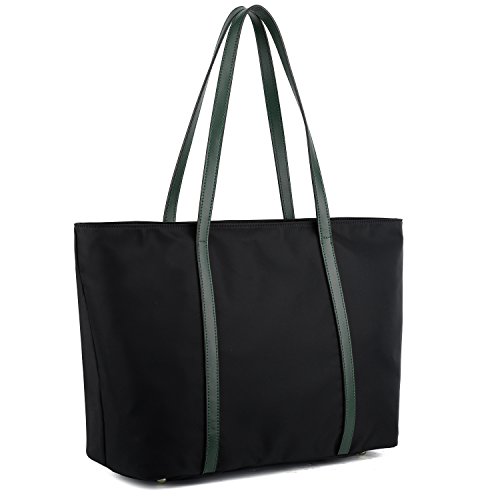 Sac cabas femme en toile nylon verte verte et cuir vert