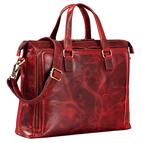 Sac enseignante en cuir rouge Stilord pour ordinateur 15 pouces