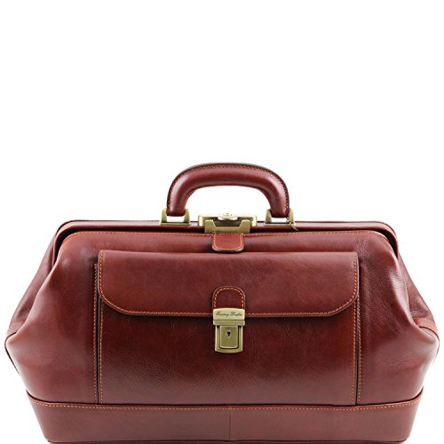 Véritable sac pour médecin en cuir marron classique, modèle de sac pour médecin signé Tuscany Leather