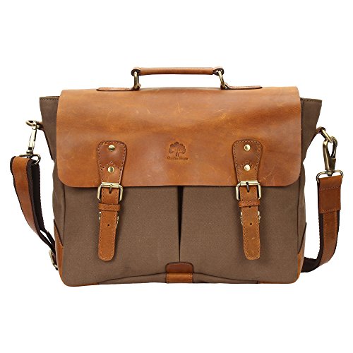 Sac messenger en cuir et toile bicolore pour jeune enseignant