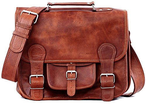 Sac bandoulière M avec poche sur la devanture, la bonne taille un sac messenger en cuir de style Réro