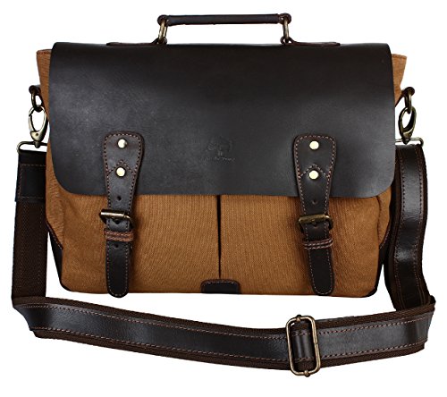 sac bandoulière en cuir et toile bicolore pour jeune enseignant