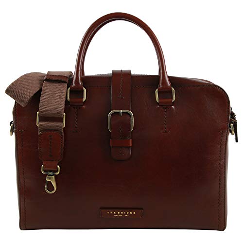 Serviette contemporaine luxe The Brige en cuir italien marron