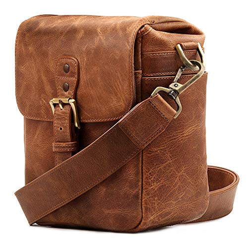 Sac sacoche rectangulaire Caméra bag en cuir cognac Megagear