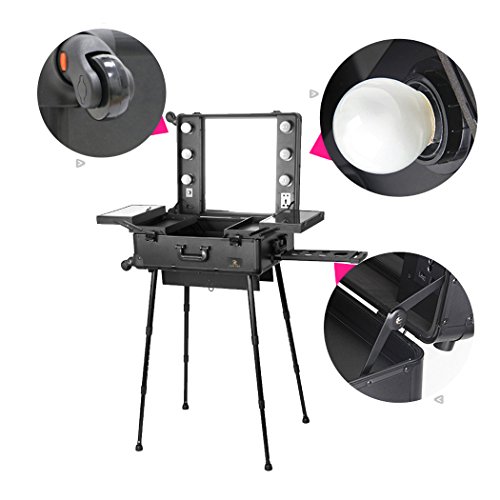 Esthétisme et fonctionnalité pour cette mallette table de maquillage pliable pro trolley pour maquilleuse pro Luvodi