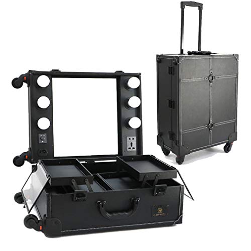 Valise maquillage professionnelle équipée de miroir et d'ampoules LED et de prises, look professionnel Luvodi