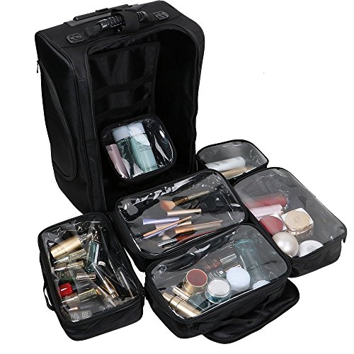 valise maquillage à roulettes souple Kemier