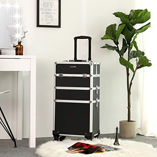 Valise maquillage trolley comme meuble de rangement mobile pour le maquillage à la maison ou en salon de beauté Songmics