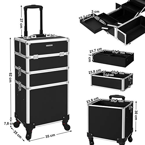 beauty case trolley professionnel de grande capacité