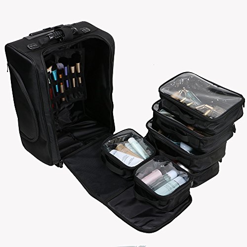 Belle organisation pour la Valise maquillage trolley ultra légère Kemier pour maquilleuse professionnelle en déplacement