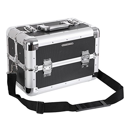 Vanity case en alu argent et noir pour maquillage pro Songmics